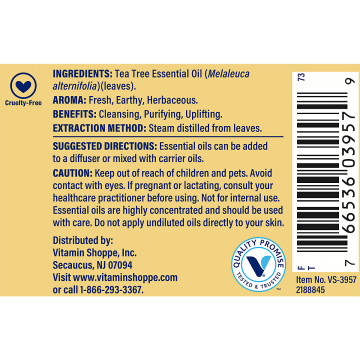 VITAMIN SHOPPE TEA TREE ESSENTIAL OIL (1 fl oz) / Vitamin Shoppe Aceite Esencial de Árbol de Té