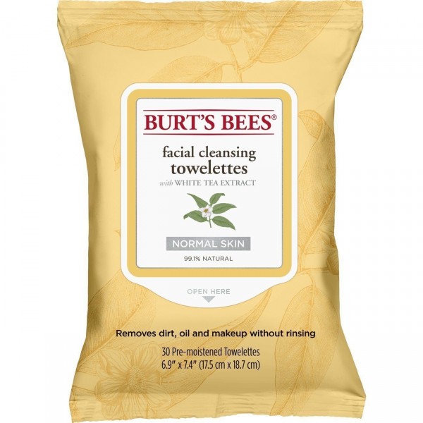 BURT'S BEES FACIAL CLEANSING TOWELETTES WHITE TEA X 30 / Burt's Bees Toallas Desmaquillante de Té Blanco