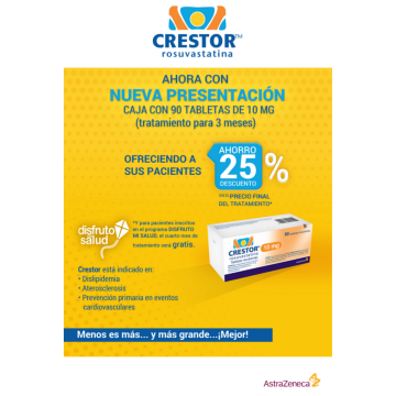 CRESTOR 10 MG X 90 TABLETAS  (por unidad)