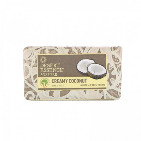 DESERT ESSENCE CREAMY COCONUT BAR SOAP 5 oz / Desert Essence Barra de jabón coco cremoso 142 g