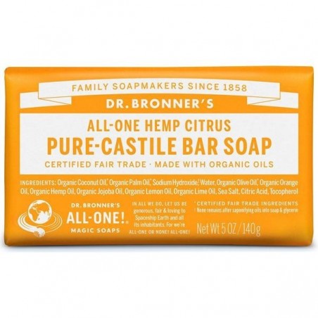 DR BRONNER'S SOAP BAR CITRUS ORANGE / Jabón puro de castilla en barra aroma Cítrico