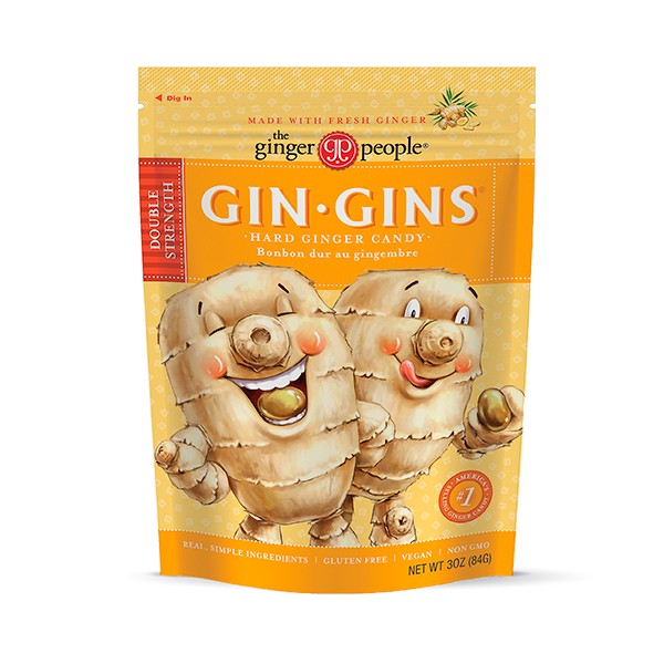 GIN GINS DOUBLE STRENGTH HARD GINGER CANDY BAG 3 OZ