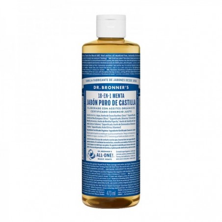 DR BRONNER'S SOAP LIQUID PEPPERMINT X 16 oz / Jabón puro de castilla líquido aroma a menta de 473 ml