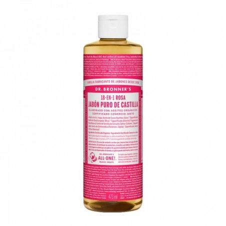 DR BRONNER'S SOAP LIQUID ROSE X 16 oz / Jabón puro de castilla líquido aroma a rosas de 473 ml