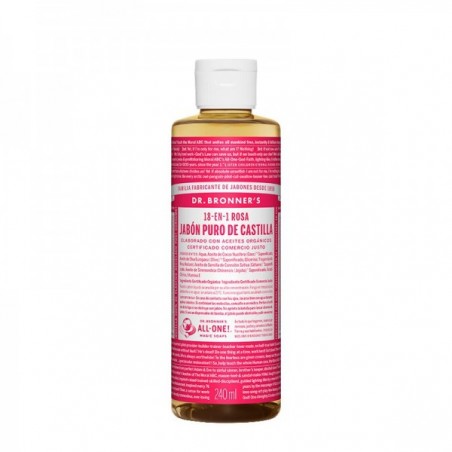 DR BRONNER'S SOAP LIQUID ROSE X 8 oz / Jabón puro de castilla líquido aroma a rosas de 237 ml