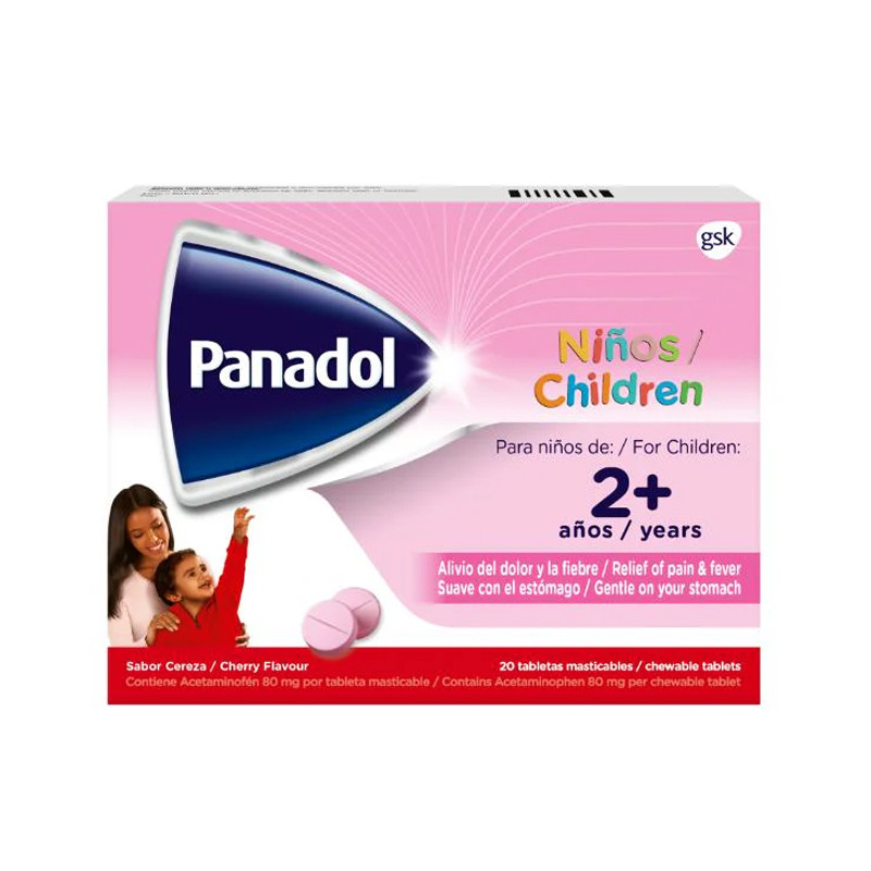 PANADOL PARA NIÑOS X 20 TABLETAS MASTICABLES