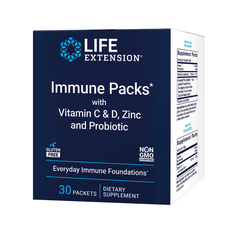 LIFE EXTENSION IMMUNE PACKS VITAMIN C & D, ZINC Y PROBIOTICS 30 SOBRES LIFE EXTENSION IMMUNE PACKS VITAMIN C & D, ZINC Y PROBIOTICS 30 SOBRES