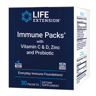 LIFE EXTENSION IMMUNE PACKS VITAMIN C & D, ZINC Y PROBIOTICS 30 SOBRES