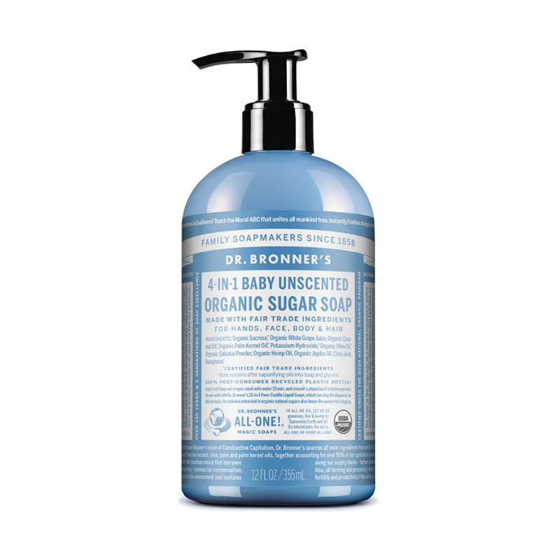 DR. BRONNER'S BEBE SIN AROMA JABÓN DE AZÚCAR ORGÁNICO 12 OZ