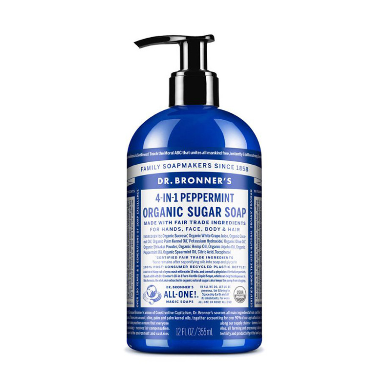 DR. BRONNER'S MENTA JABÓN DE AZÚCAR ORGÁNICO 12 OZ