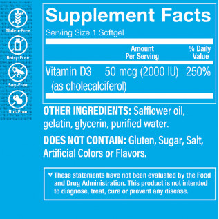 THE VITAMIN SHOPPE VITAMIN D3 2000 IU 100 SOFTGELS