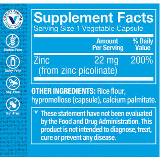 THE VITAMIN SHOPPE ZINC PICOLINATE 100 CAPS