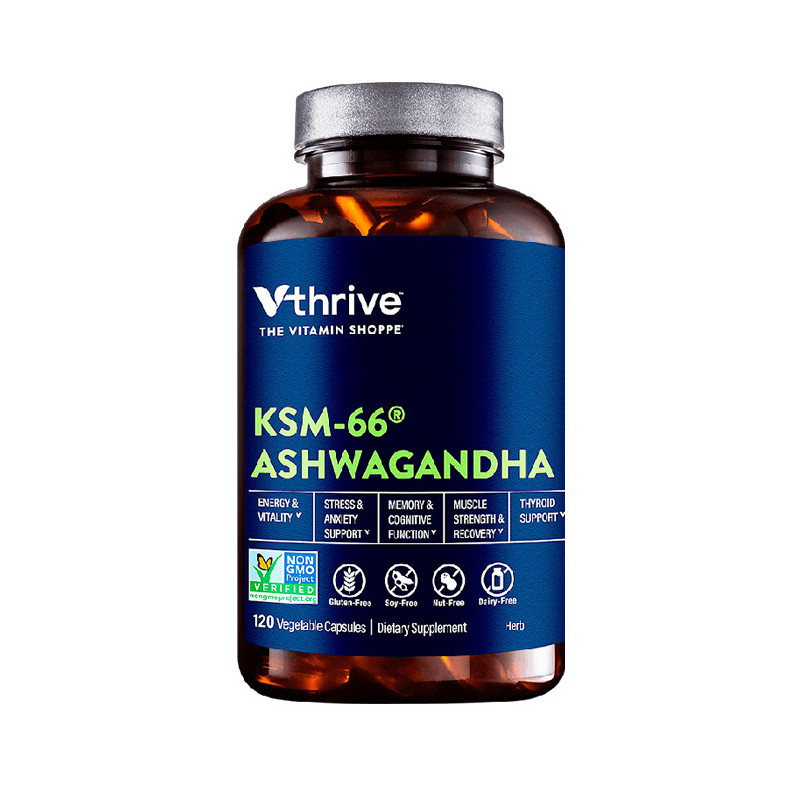 THE VITAMIN SHOPPE VTHRIVE KSM-66 ASHWAGANDHA 120 CAPS THE VITAMIN SHOPPE VTHRIVE KSM-66 ASHWAGANDHA 120 CAPS