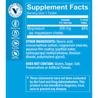 THE VITAMIN SHOPPE MAGNESIUM CITRATE 200MG 100 CAPS