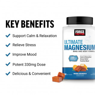 FORCE FACTOR ULTIMATE MAGNESIUM SOFT X 60 CHEWS ORANGE