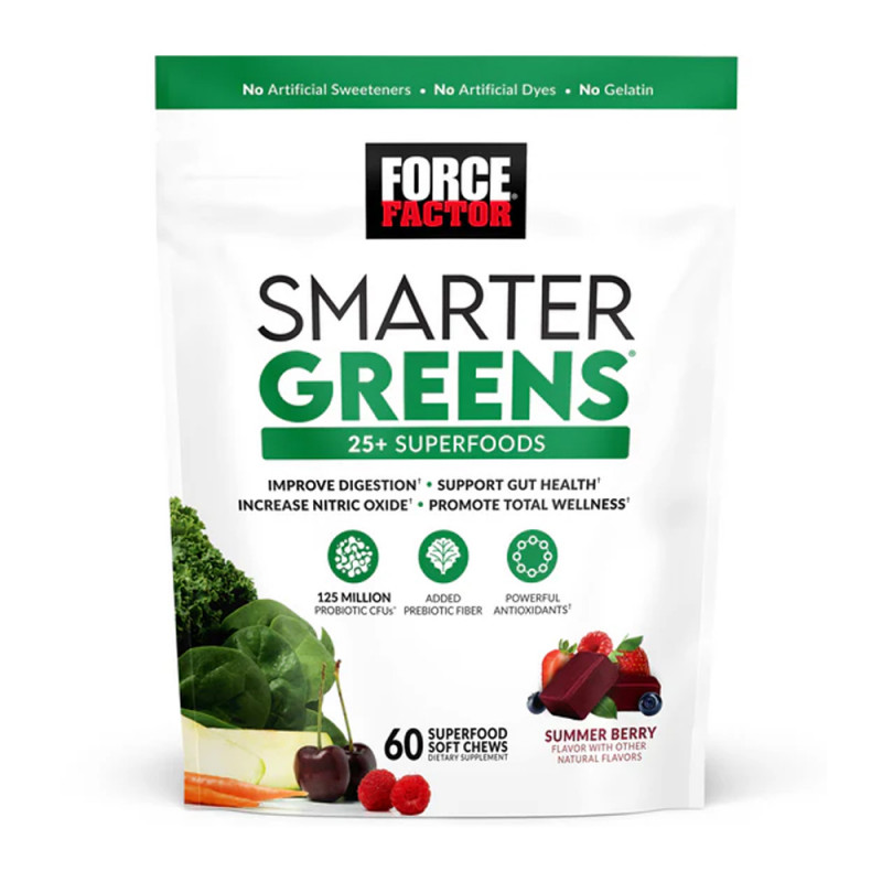 FORCE FACTOR SMARTER GREENS X 60 CHEWS SUMMER BERRY