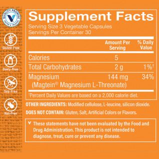 THE VITAMIN SHOPPE MAGNESIUM L-THREONATE 144 MG (90 VEG CAP)