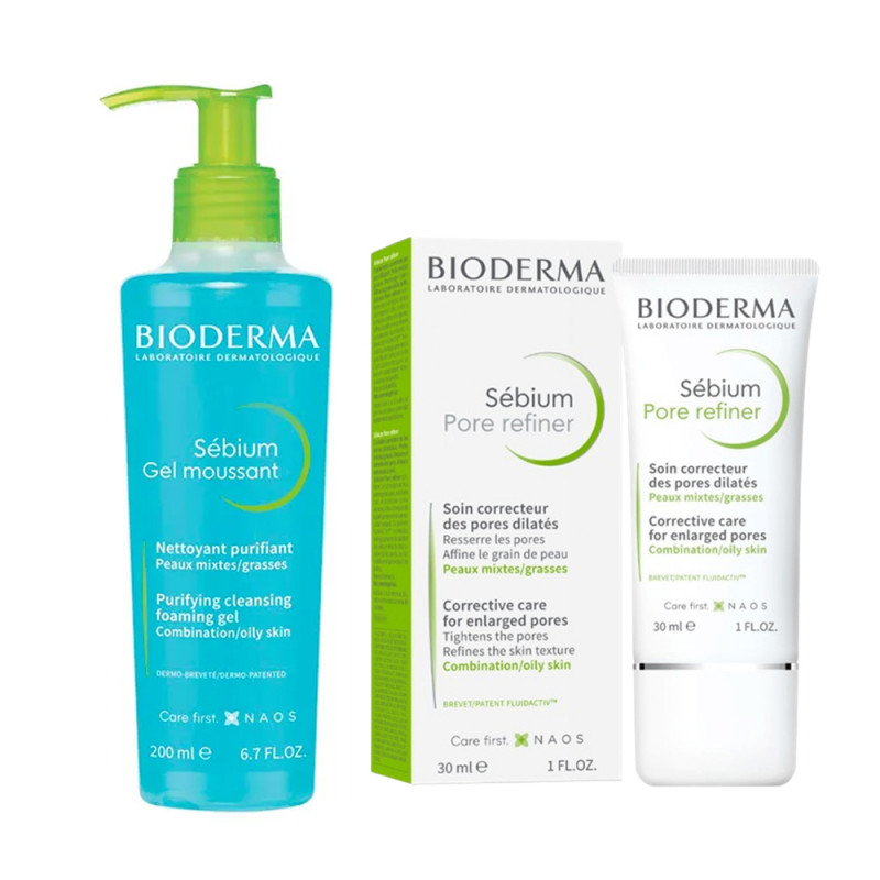 BIODERMA PACK SEBIUM GEL MOUSSANT 200ML + SEBIUM PORE REFINER