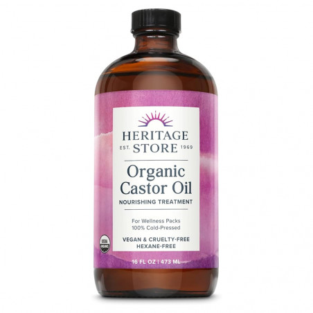HERITAGE STORE ORGANIC CASTOR OIL 16 OZ