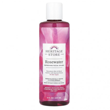 HERITAGE STORE ROSEWATER TONER MOISTURIZING 8 OZ
