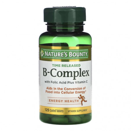 NATURES BOUNTY B-COMPLEX W/ FOLIC ACID + VITAMIN C 125 TABS