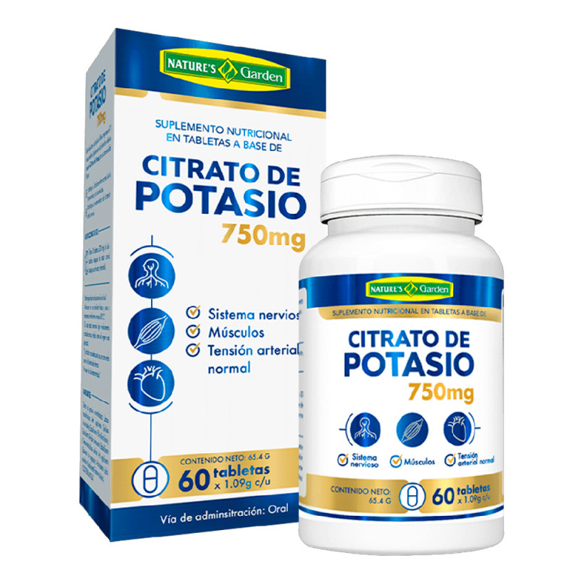 NATURES GARDEN CITRATO DE POTASIO 750 GR X 60 TAB