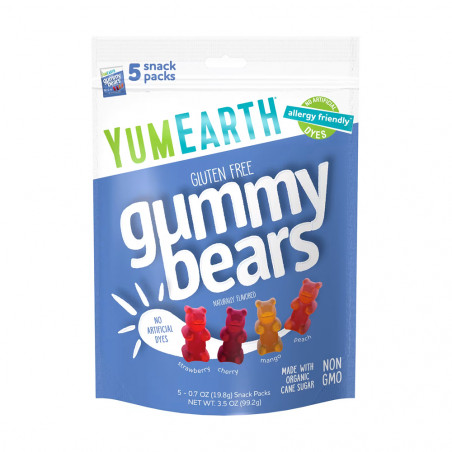 YUMEARTH  GUMMY BEAR 5 SNACKS PACKS