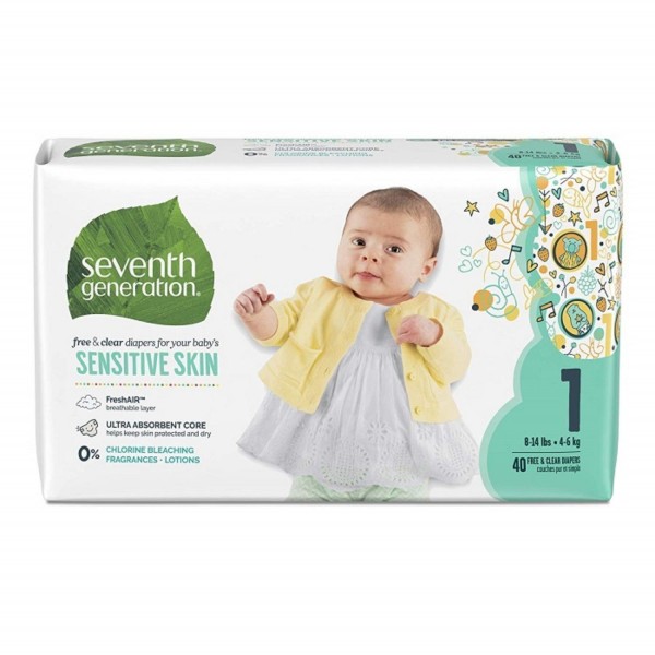 SEVENTH GENERATION FREE & CLEAR BABY DIAPERS JUMBO 4/40 STAGE 1 (UNIDAD)