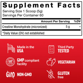 FORCE FACTOR CREATINE MONOHYDRATE UNFLAVORED 300 GR